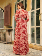 Janasya Maroon Georgette Solid Dress & Jacket | Grocsy