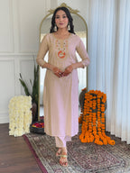 The52 Women's Chiku Embroidered Viscose Fabric Straight Kurta, Pant and Dupatta Set | Grocsy