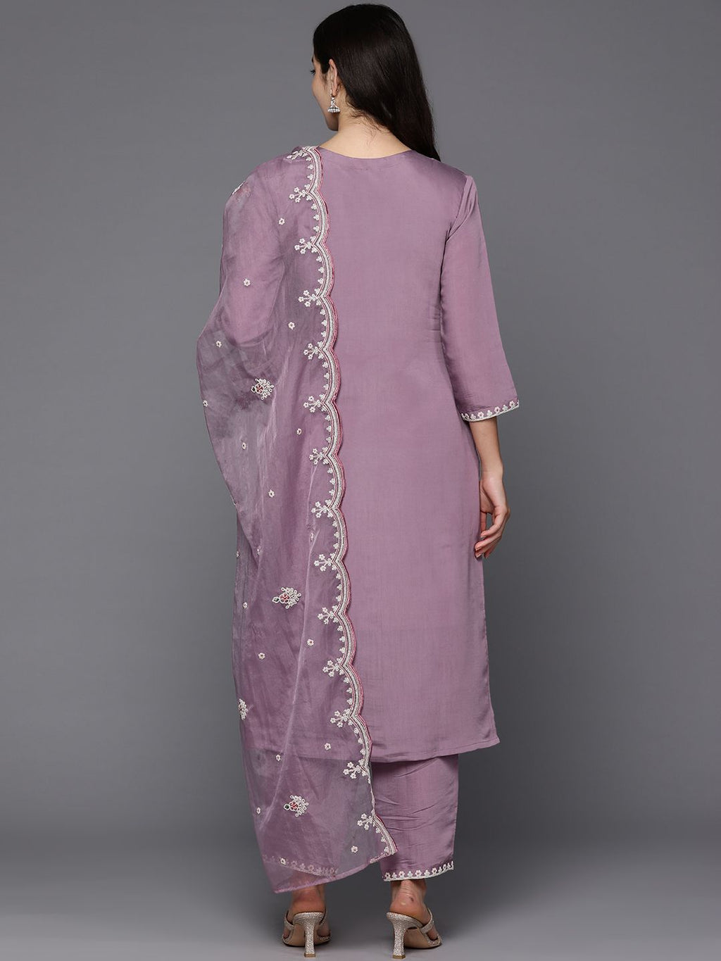 Indo Era Women Floral Yoke Design Regular Thread Work Kurta with Trousers & Dupatta | Grocsy