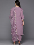 Indo Era Women Floral Yoke Design Regular Thread Work Kurta with Trousers & Dupatta | Grocsy