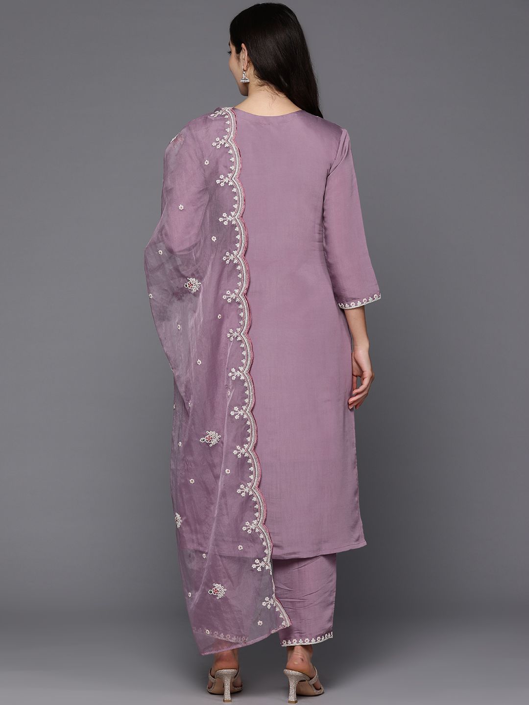 Indo Era Women Floral Yoke Design Regular Thread Work Kurta with Trousers & Dupatta | Grocsy