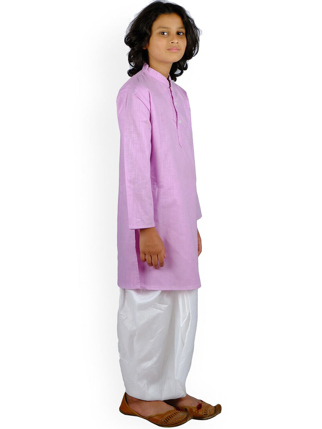 Sethukrishna Boys Lavender Pure Cotton Kurta with Dhoti Pants | Grocsy