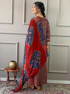 Partywear Designer Cotton Maroon Stitched Suit With Dupatta - Tanisha | Grocsy