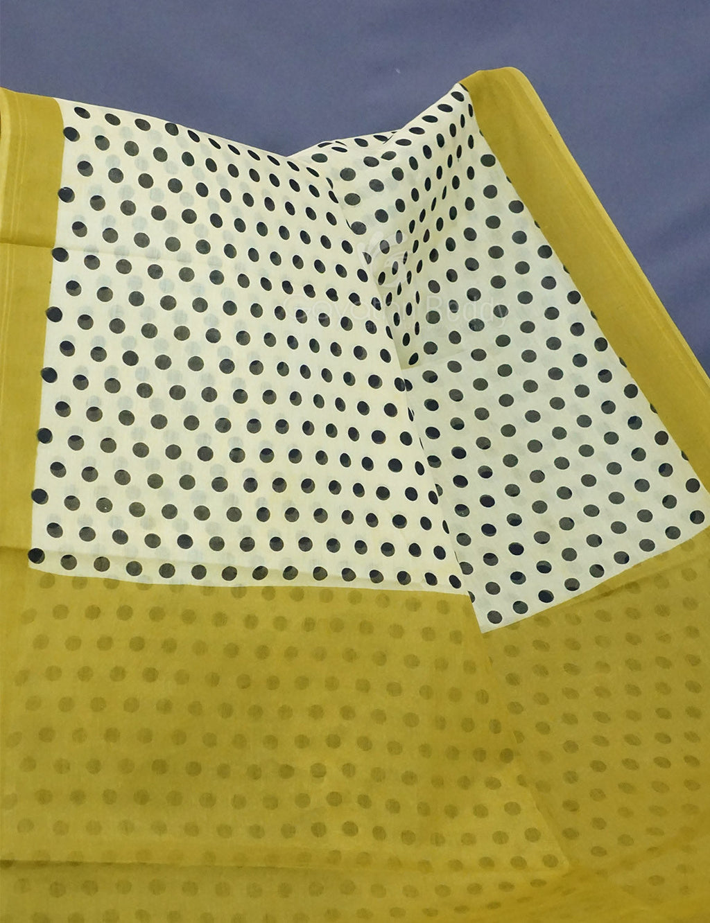 Lime Yellow Colour Polka Dots Pure Mulmul Cotton Saree By Gayathri Reddy Designer Studio | Grocsy
