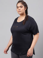 MKH Plus Size Typography Printed Relaxed Fit Dri-FIT T-shirt | Grocsy