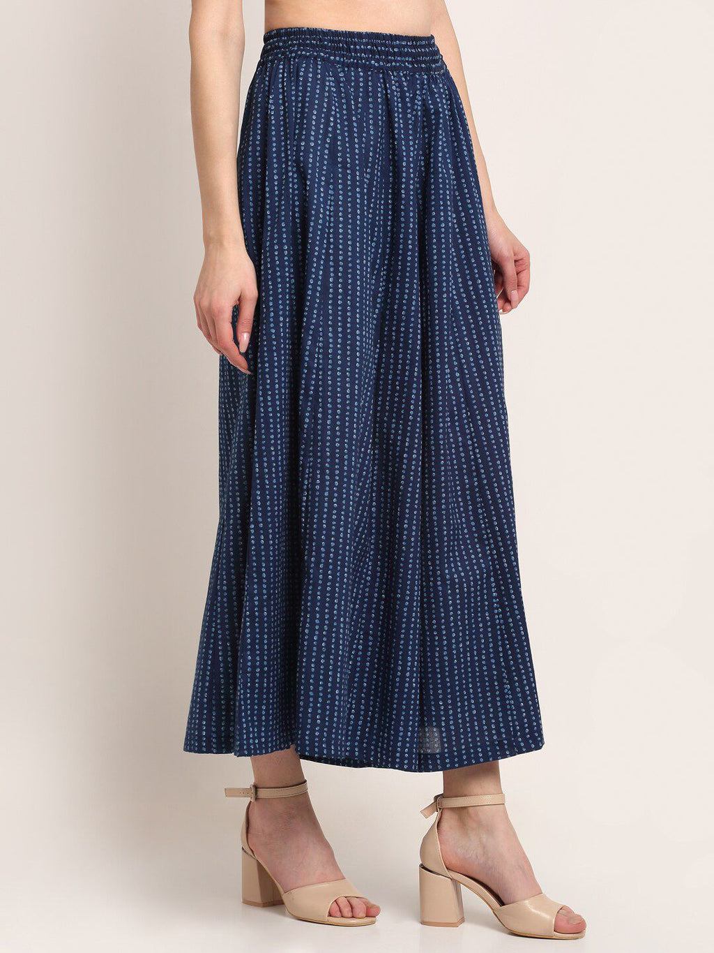TAG 7 Women Cotton Polka Dot Printed Flared Palazzos | Grocsy