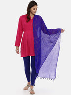 Souchii Blue Foil Printed Handcrafted Dupatta | Grocsy