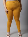 TAG 7 Women Plus Size Mustard Solid Leggings | Grocsy