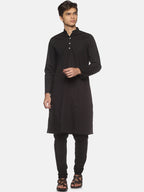 Sethukrishna Men Black Pure Cotton Kurta with Pyjamas | Grocsy