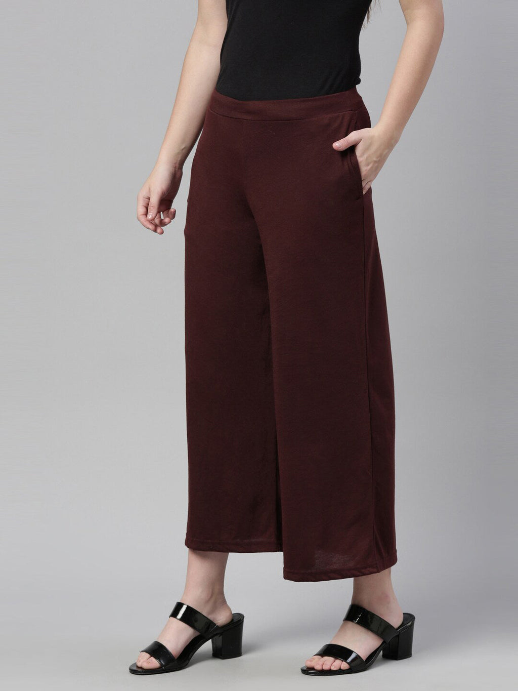 Souchii Women Brown Knitted Palazzos | Grocsy