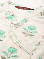 Sangria Floral Printed Angrakha Sequinned Pure Cotton Kurta With Trousers | Grocsy
