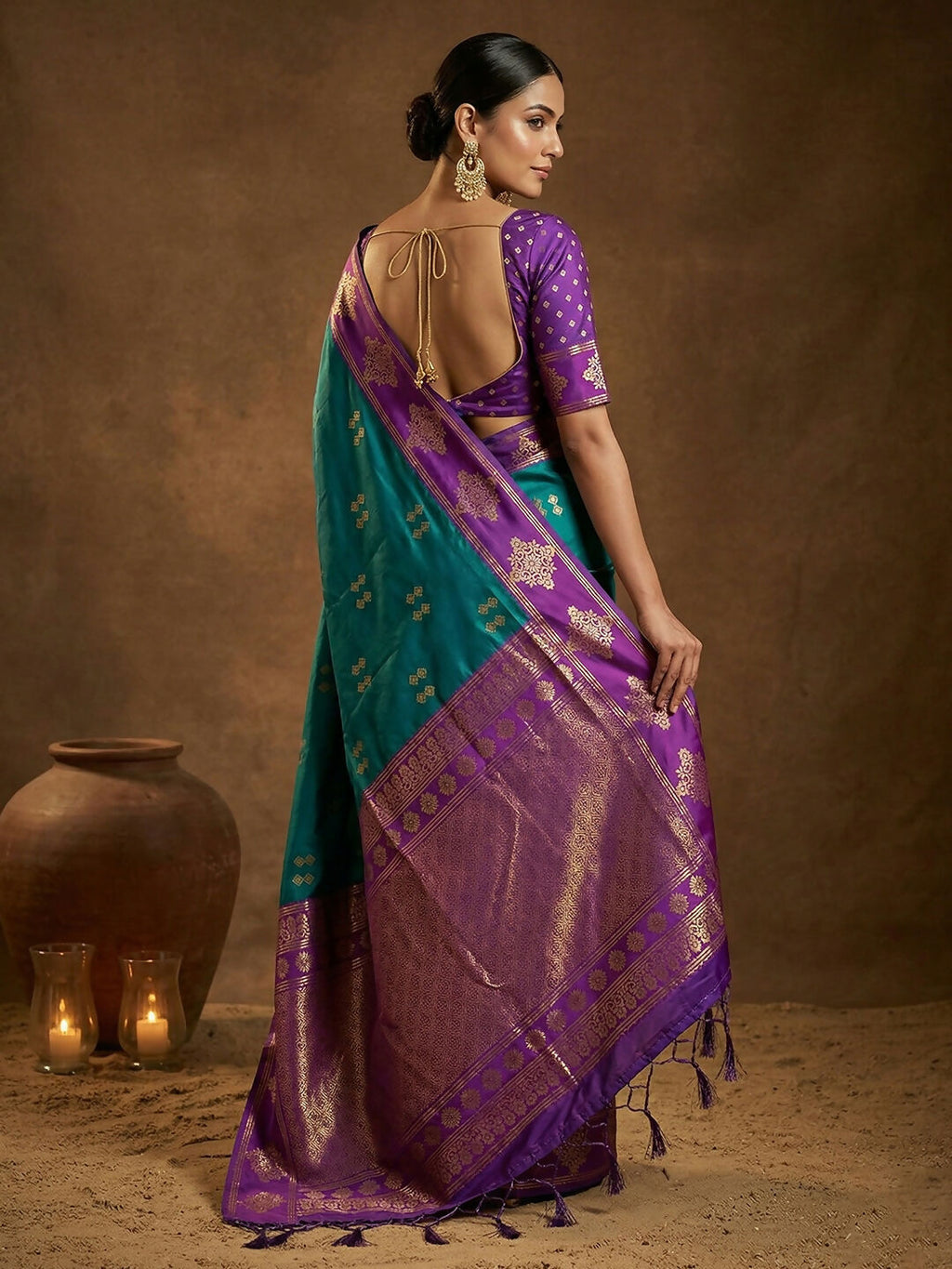 Shree Shyam Fashion Teal Green Soft Silk Saree | Grocsy