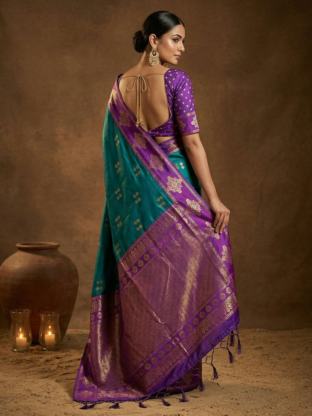 Shree Shyam Fashion Teal Green Soft Silk Saree | Grocsy