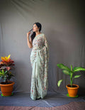 Vamsee Pearl 1 Pista Georgette Saree | Grocsy
