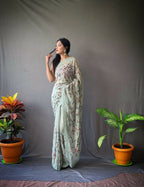 Vamsee Pearl 1 Pista Georgette Saree | Grocsy