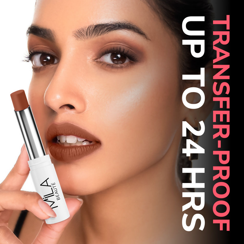 Mila Beaute 24 Hr Non-Transfer Matte Locked-In Lipstick -Baked Brick | Grocsy