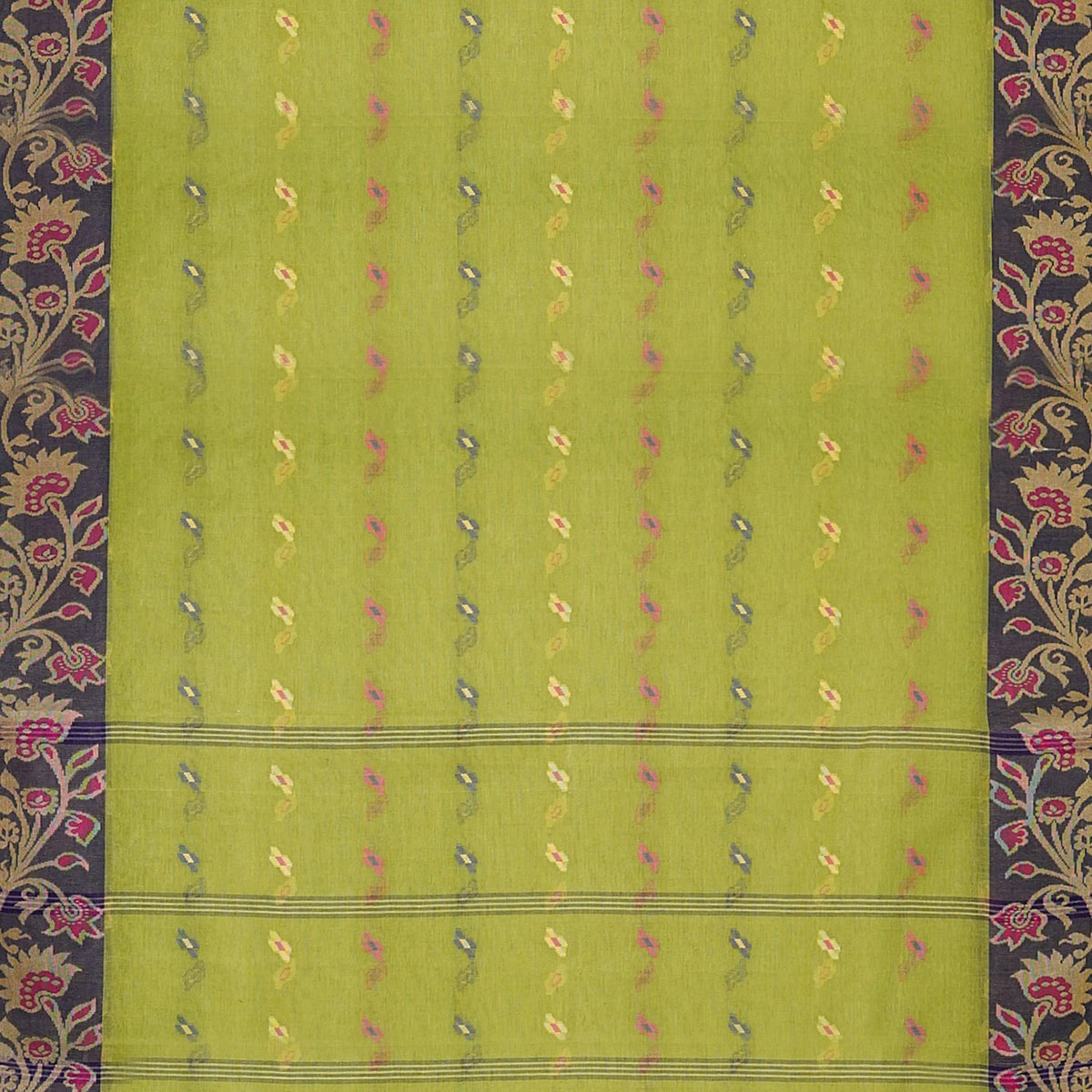 Exclusive Collection 100% Pure Cotton Light Green Tant Saree With Hand Weaving Work | Grocsy