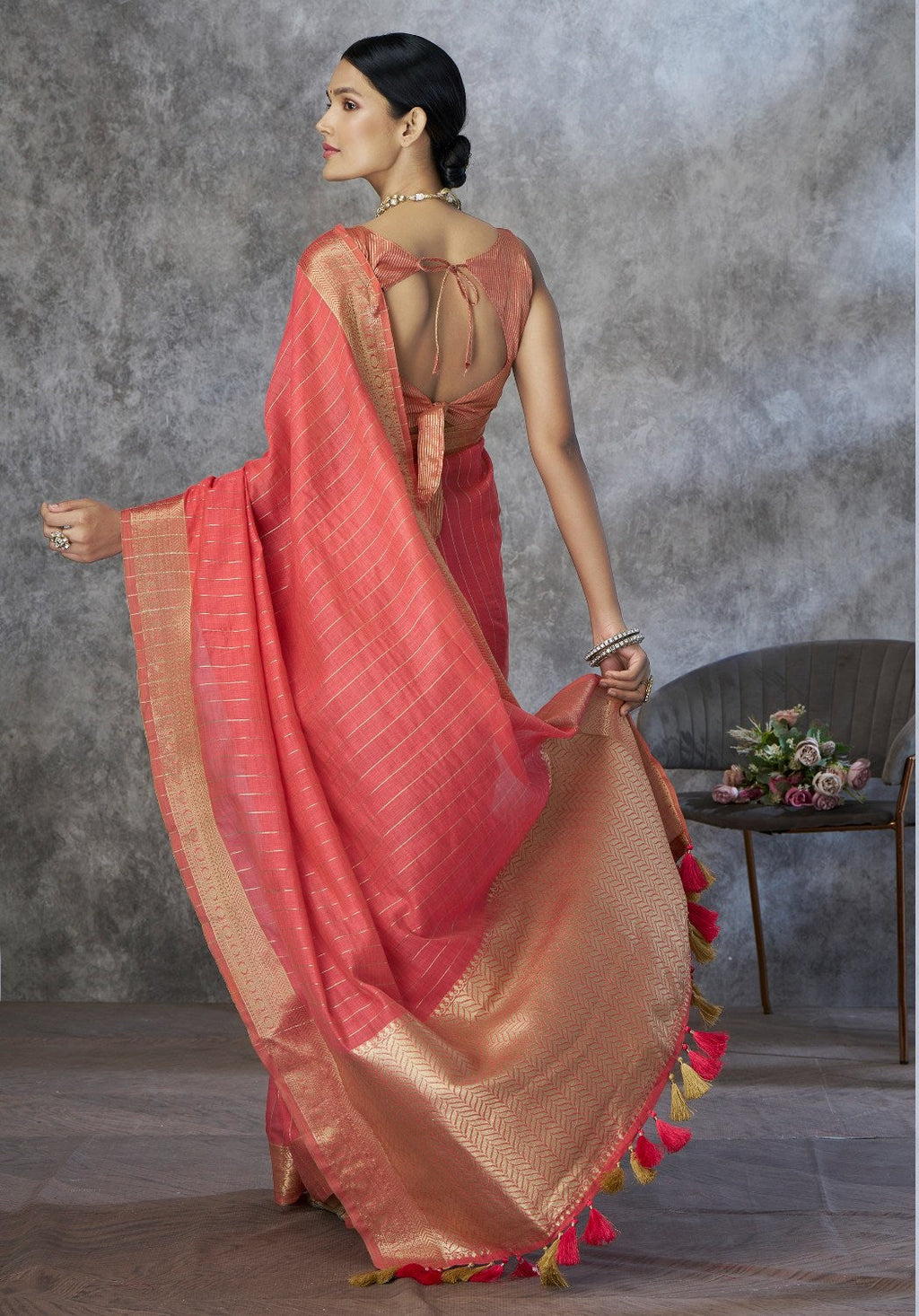 Anaita Red Cotton Silk Zari Woven Work Saree With Blouse Piece | Grocsy