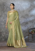 Anaita Green Cotton Silk Zari Woven Work Saree With Blouse Piece | Grocsy