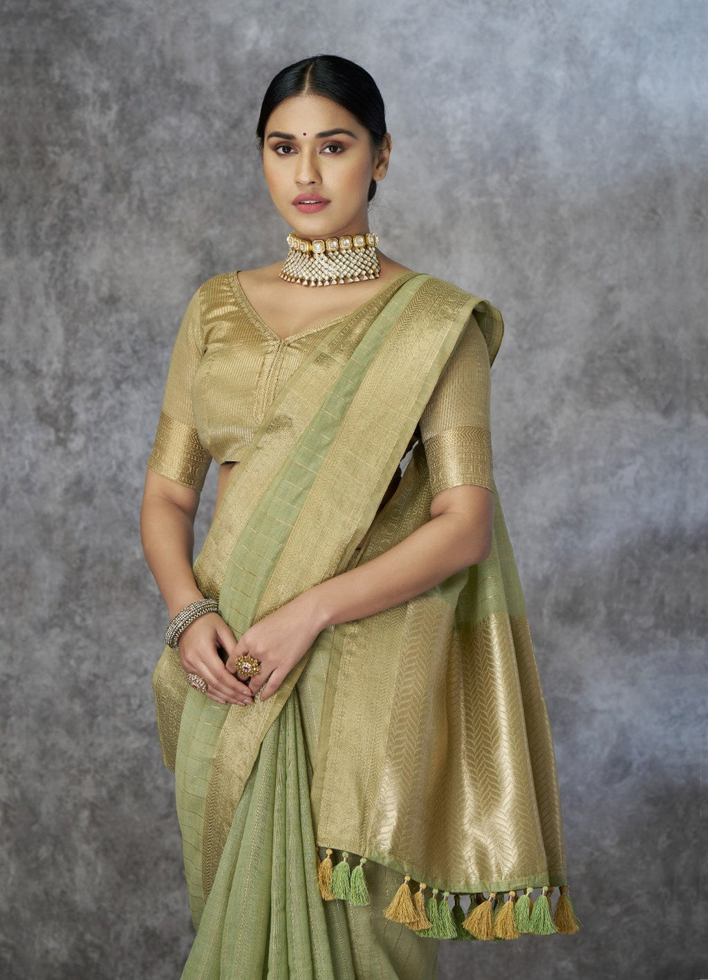 Anaita Green Cotton Silk Zari Woven Work Saree With Blouse Piece | Grocsy
