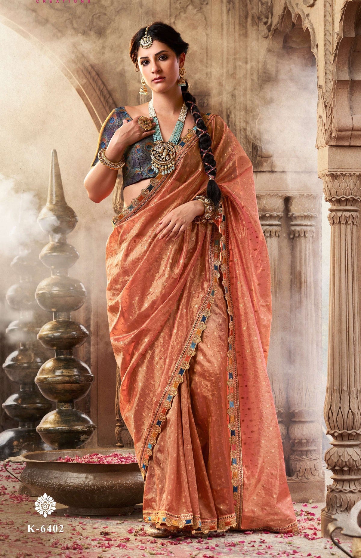 Anaita Designer Orange Weaving Soft Tissue Silk Saree With Designer Blouse | Grocsy