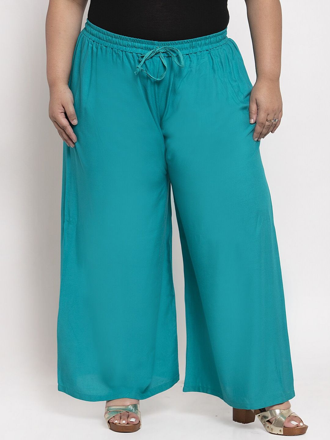 TAG 7 Women Plus Size Mid-Rise Wide Leg Palazzos | Grocsy