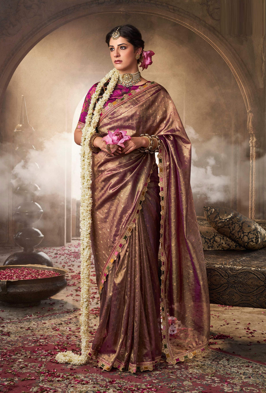 Anaita Designer Purple Weaving Soft Tissue Silk Saree With Designer Blouse | Grocsy