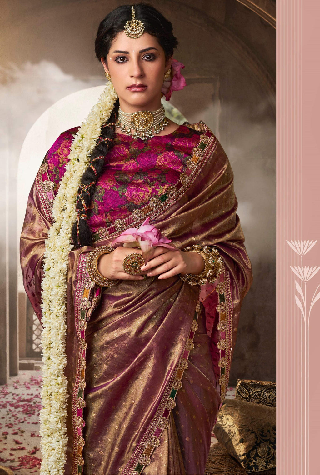 Anaita Designer Purple Weaving Soft Tissue Silk Saree With Designer Blouse | Grocsy