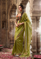 Anaita Designer Light Green Weaving Soft Tissue Silk Saree With Designer Blouse | Grocsy