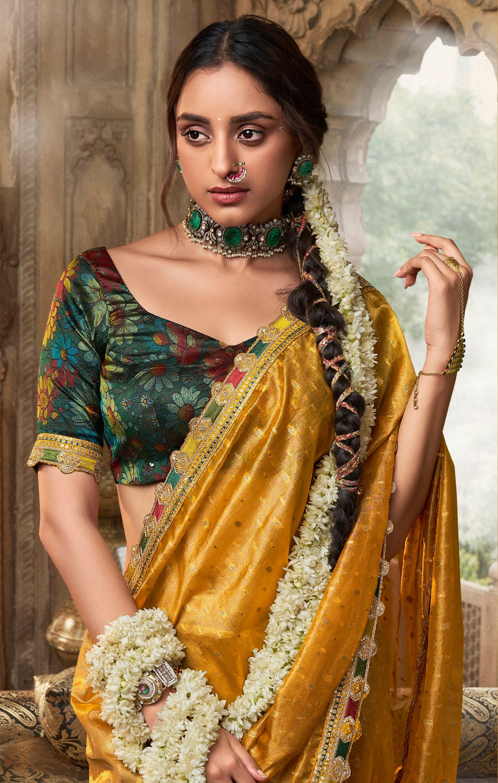 Anaita Designer Yellow Weaving Soft Tissue Silk Saree With Designer Blouse | Grocsy