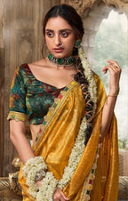 Anaita Designer Yellow Weaving Soft Tissue Silk Saree With Designer Blouse | Grocsy