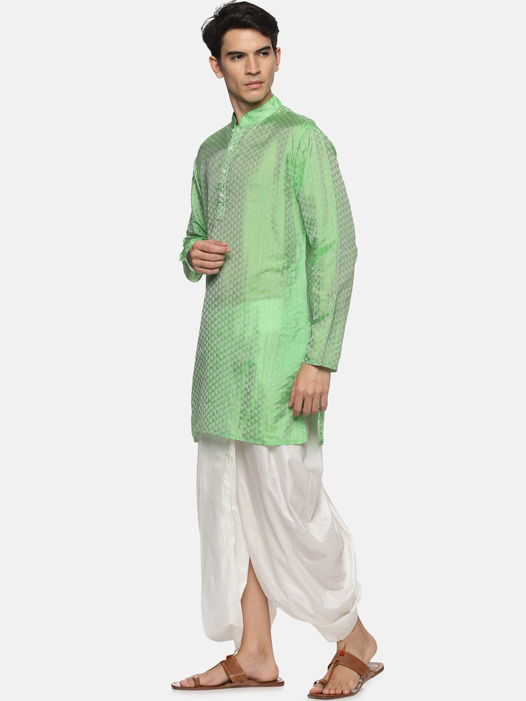 Sethukrishna Men Green Printed Kurta with Patiala | Grocsy