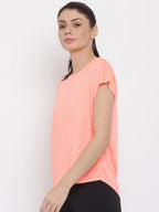 MKH Women Orange Dri-FIT Sports T-shirt | Grocsy