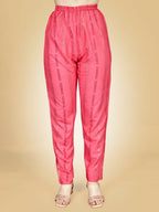 Jyoti Fashion Women's Pink Viscose Rayon Embroidered Kurta Pant Set | Grocsy