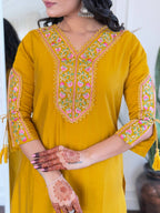 The52 Beautiful Women's Thread work Viscose Fabric Straight Kurta, Pant and Dupatta Set | Grocsy