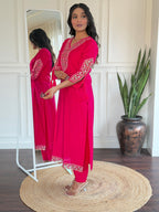 The52 Beautiful Women's Thread work Viscose Fabric Straight Kurta, Pant and Dupatta Set | Grocsy