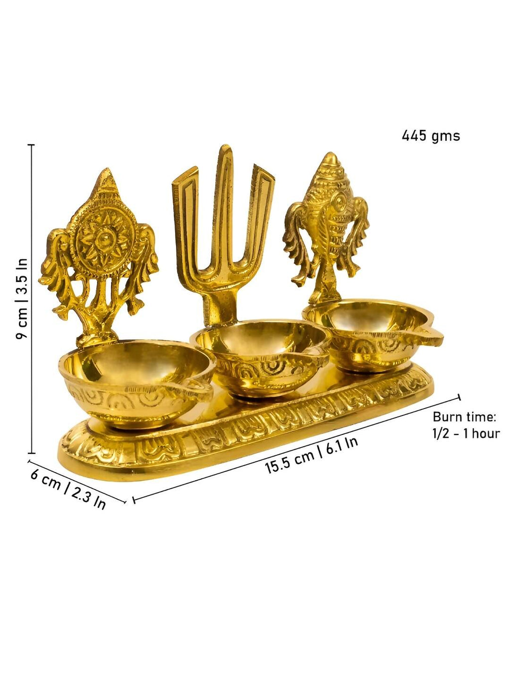 Spillbox Gold-Toned Brass Namah 3 Kuber Diya Pooja Essential | Grocsy