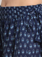 TAG 7 Women Navy Blue Printed Flared Palazzos | Grocsy