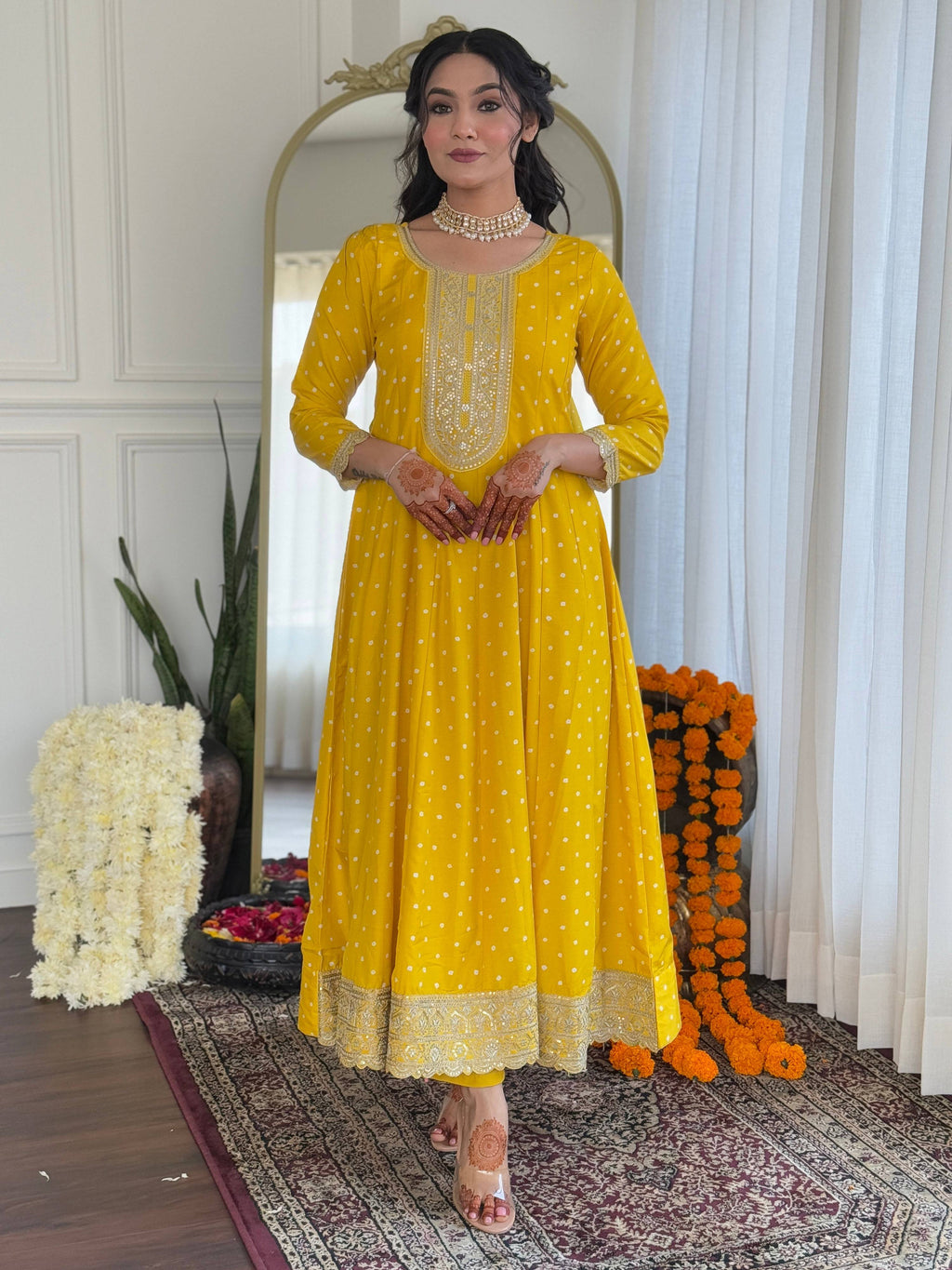 The52 Women's Beautiful Art Silk Embroidered Flared Kurta with Pant And Dupatta Set | Grocsy