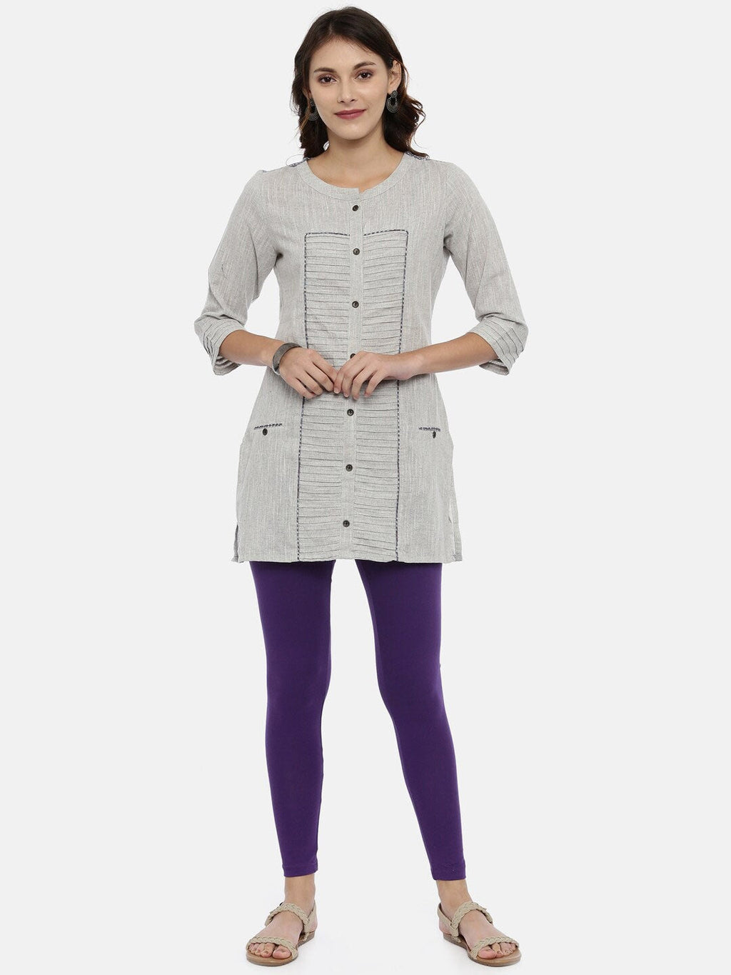 Souchii Violet Solid Ankle-Length Leggings | Grocsy