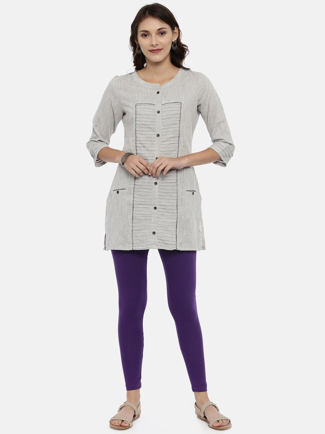 Souchii Violet Solid Ankle-Length Leggings | Grocsy
