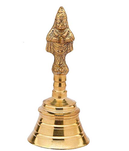 Uapan Brass Pooja Bell, Hanuman, Gold | Grocsy