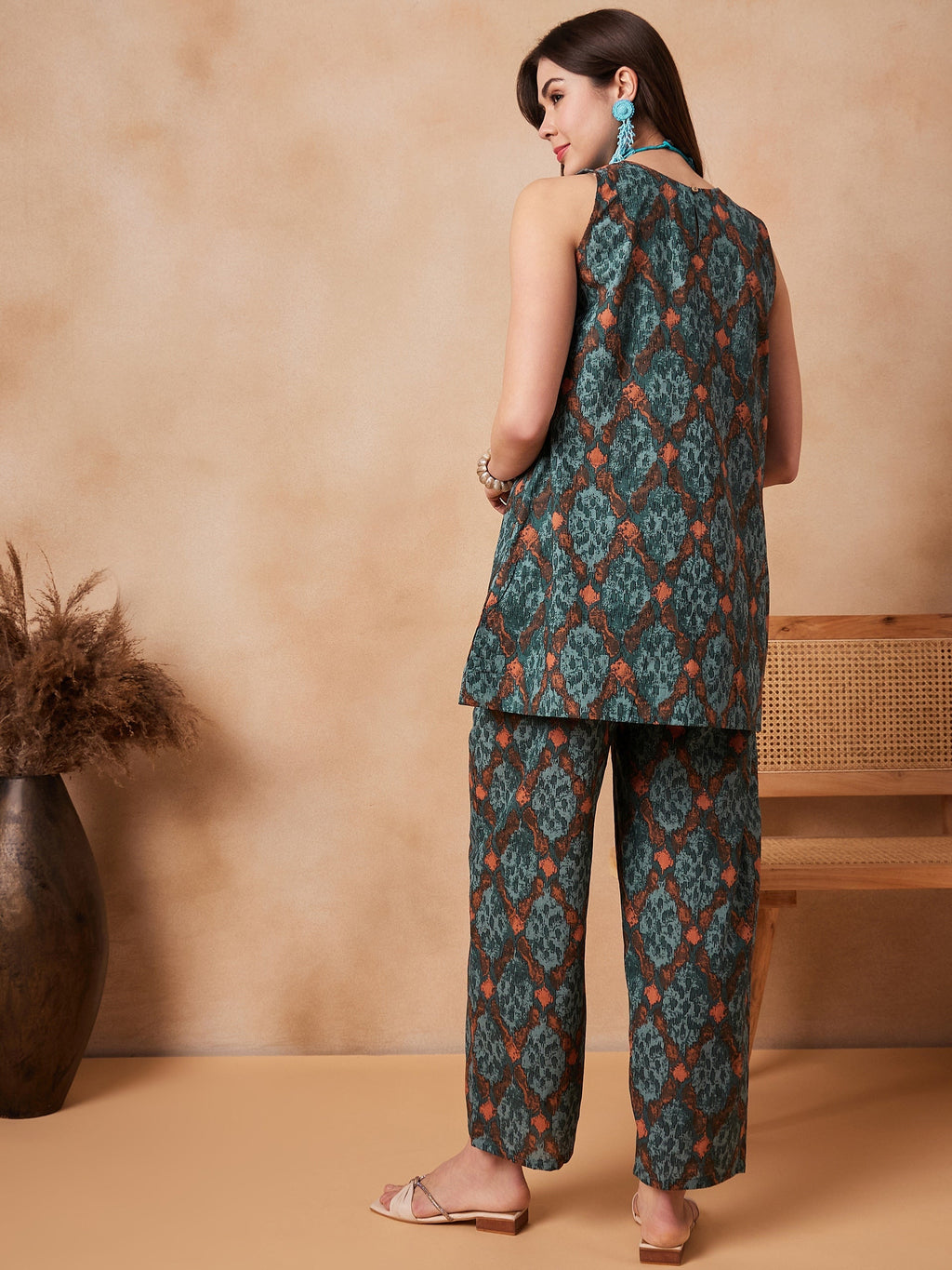 InWeave Aqua Pearl Abstract Printed Co Ords Set | Grocsy