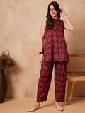 InWeave Red Abstract Printed Co Ords Set | Grocsy