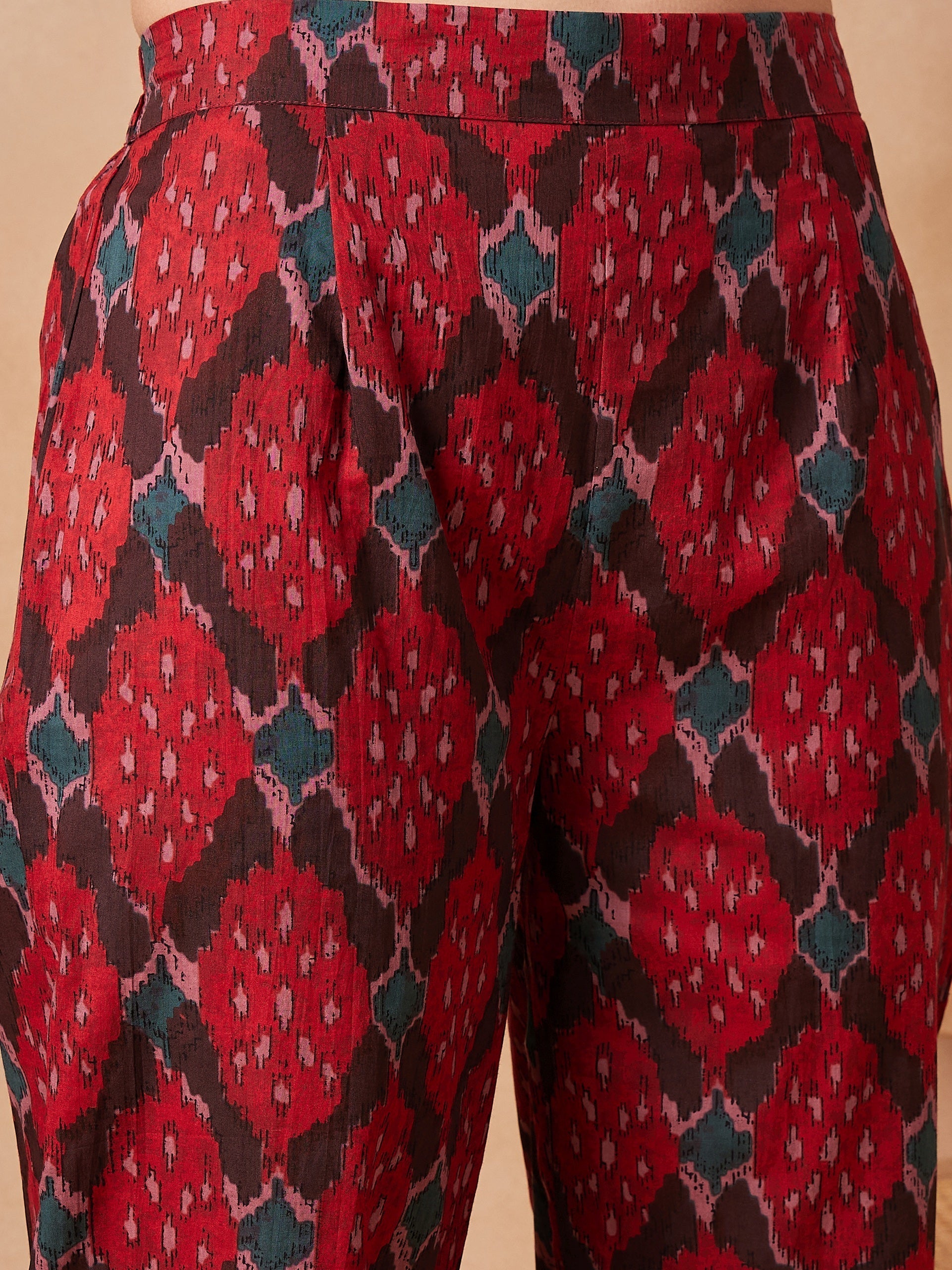 InWeave Red Abstract Printed Co Ords Set | Grocsy