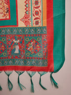InWeave White Long Anarkali Rama Green Dupatta Set | Grocsy