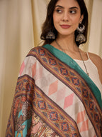 InWeave White Strappy Rama Green Dupatta Set | Grocsy