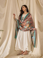 InWeave White Strappy Rama Green Dupatta Set | Grocsy