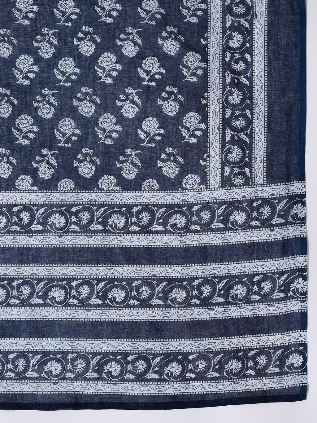 InWeave White Strappy Kurta Palazzo Set With Blue Floral Dupatta | Grocsy