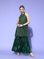 InWeave Green Gold Work Sharara Set | Grocsy